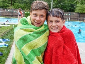 poool in towels   